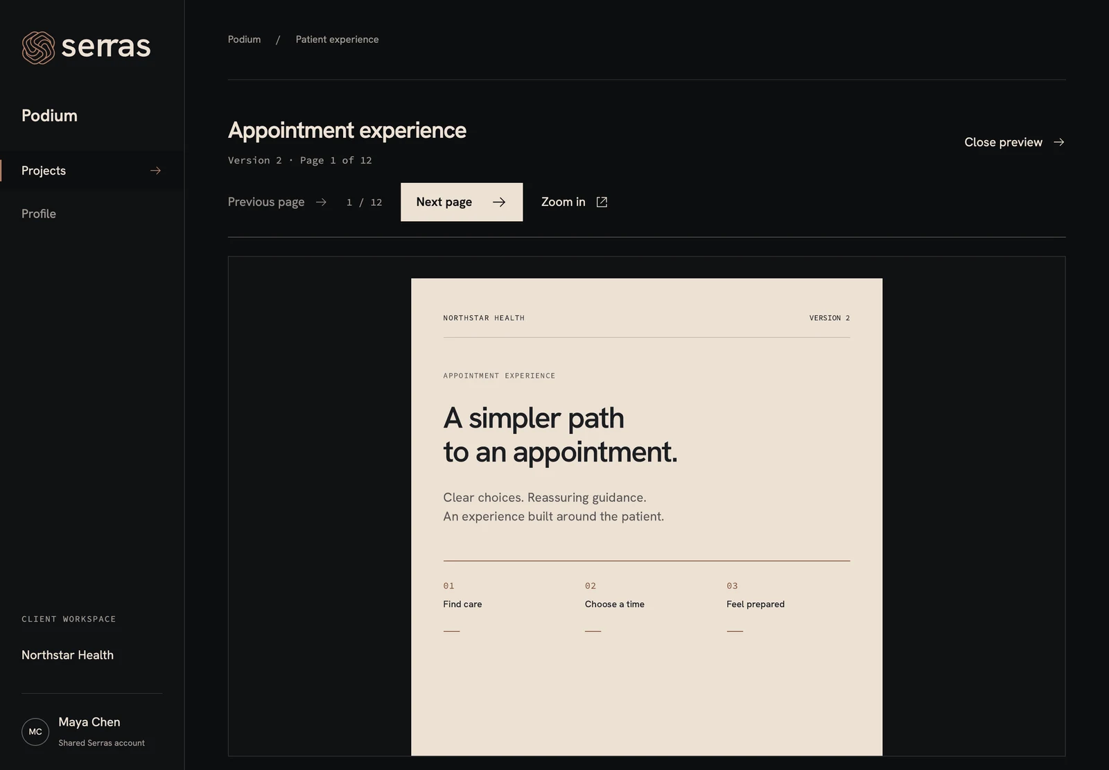 Podium: Deliverable reader. Let clients review the exact work you shared.