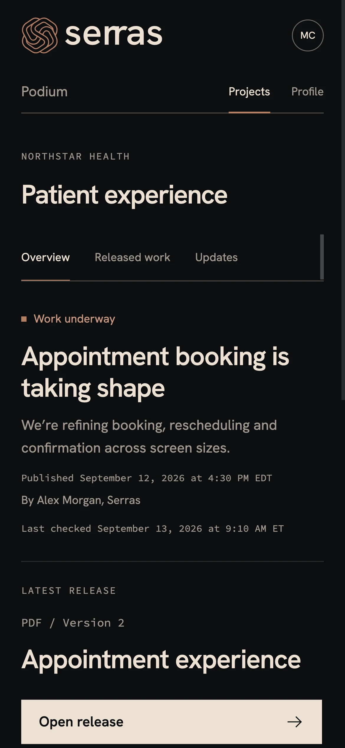 Podium: Mobile project overview. Keep clients close to delivery wherever they are.