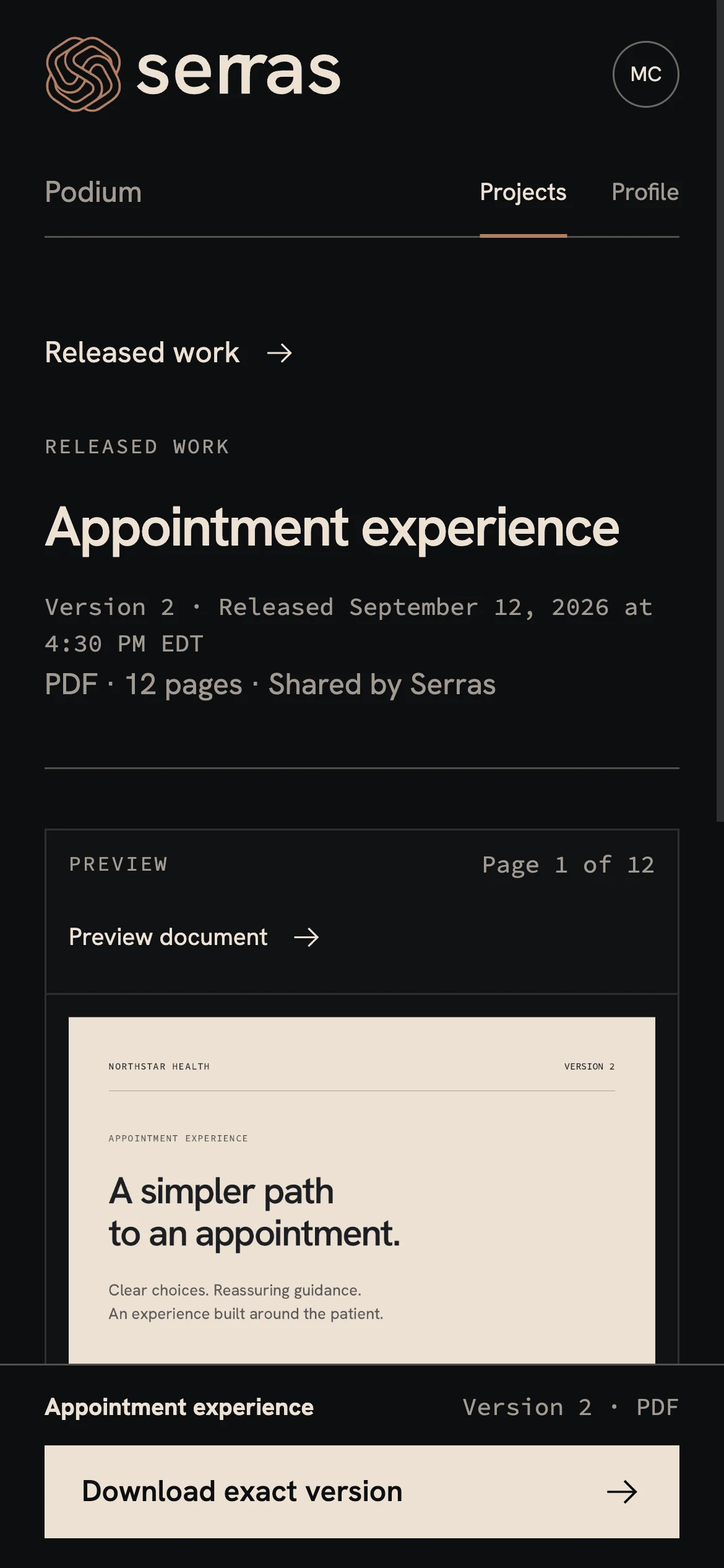 Podium: Mobile release detail. Make shared work accessible from a phone.